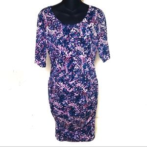 Motherhood Maternity bodycon dress. Side ruching